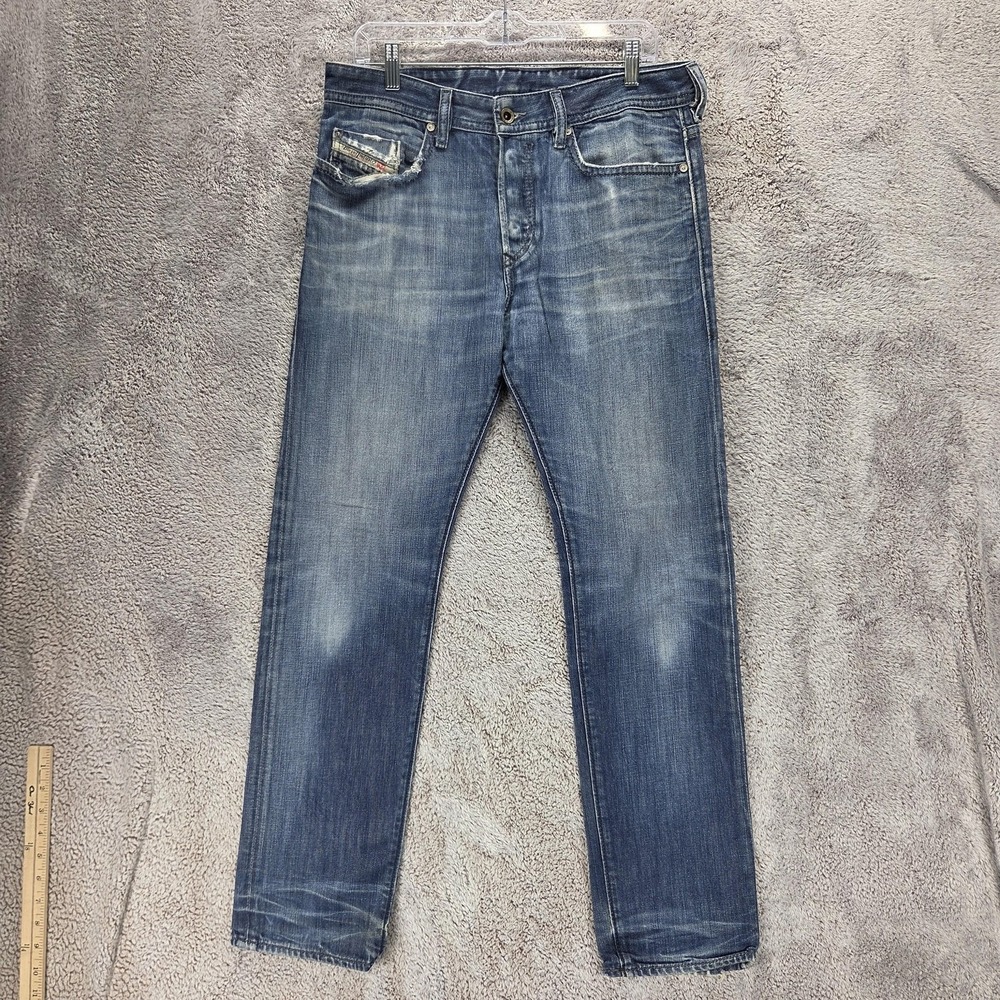 Diesel Jeans Mens 31x32 Blue Buster Regular Slim Tapered Button Fly 0842N